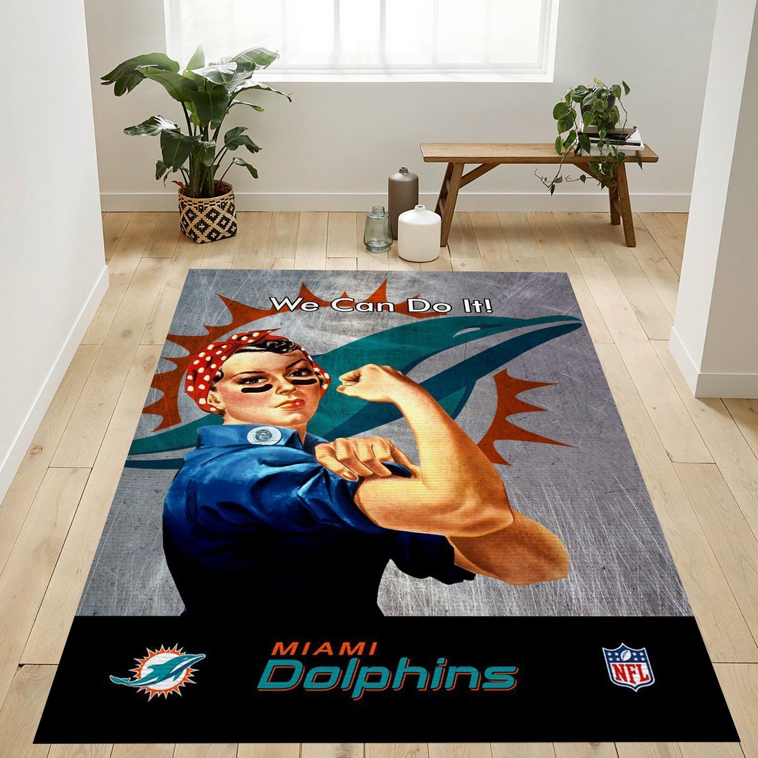 Miami Dolphins Nfl Logo Area Rug For Gift Bedroom Rug Home US Decor - Indoor Outdoor Rugs