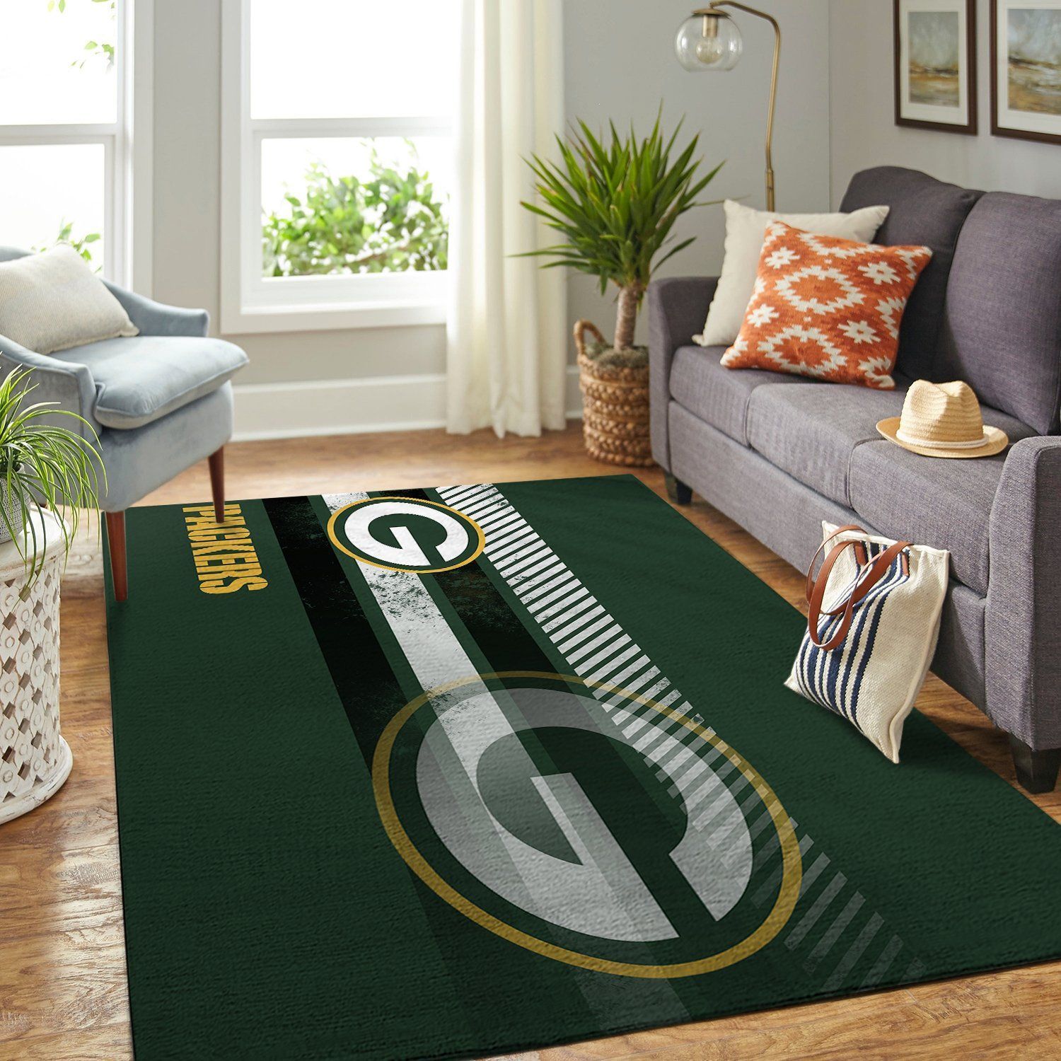 Green Bay Packers Nfl Team Logo Nice Gift Home Decor Rectangle Area Rug - Indoor Outdoor Rugs