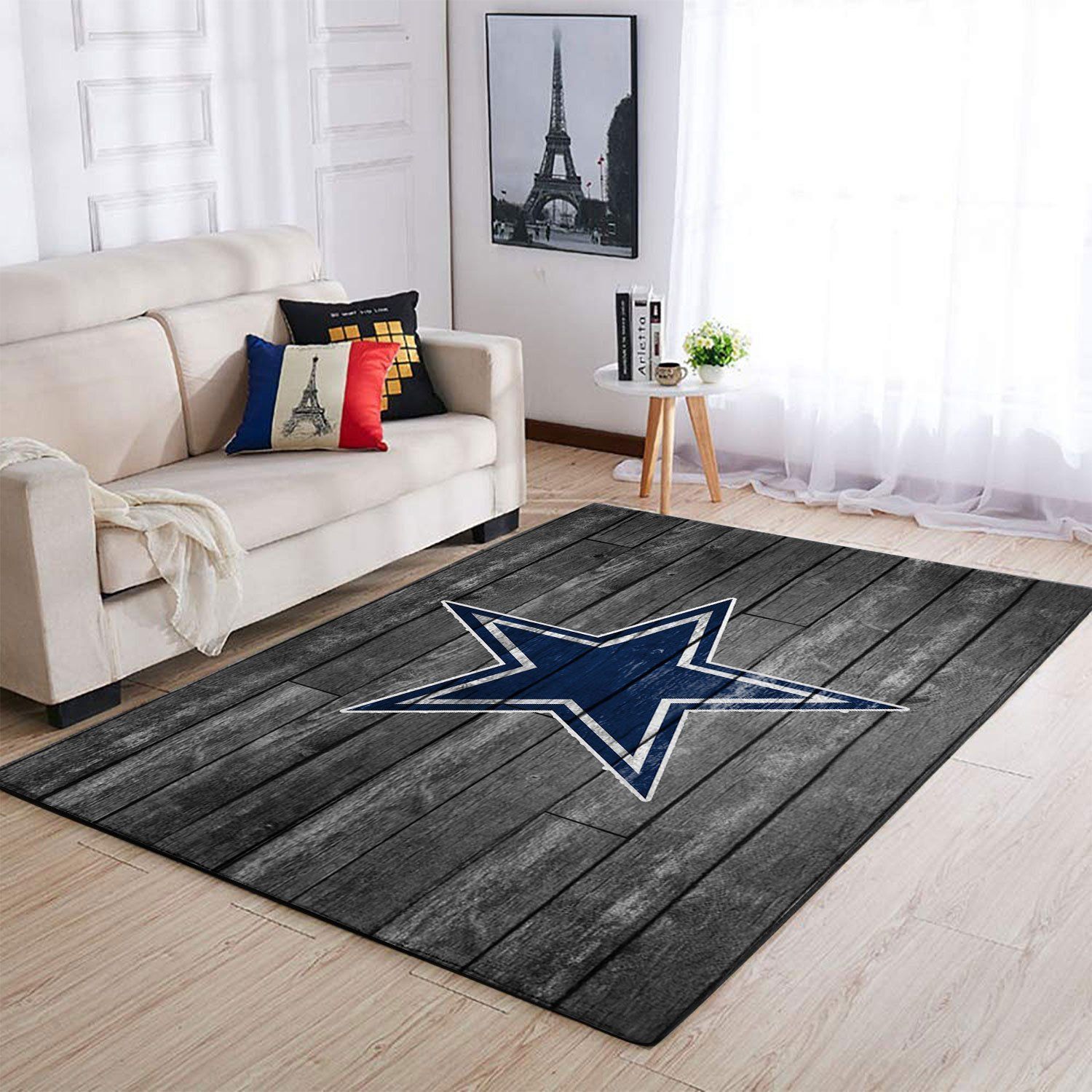 Dallas Cowboys Nfl Team Logo Grey Wooden Style Style Nice Gift Home Decor Rectangle Area Rug - Indoor Outdoor Rugs