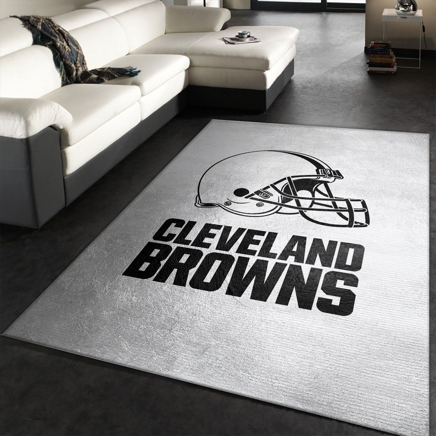 Cleveland Browns Silver NFL Team Logos Area Rug, Bedroom, Home US Decor - Indoor Outdoor Rugs