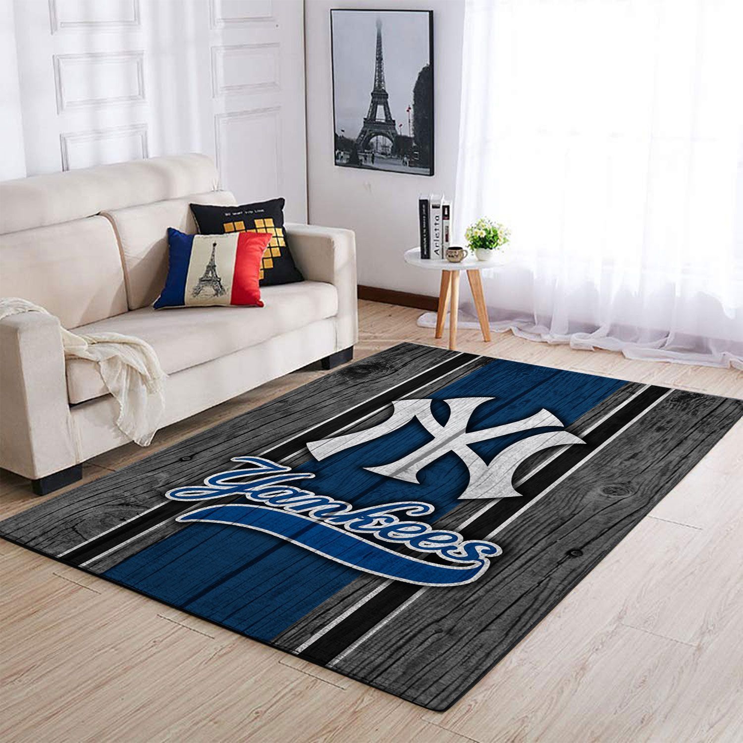 New York Yankees Mlb Team Logo Wooden Style Style Nice Gift Home Decor Rectangle Area Rug - Indoor Outdoor Rugs