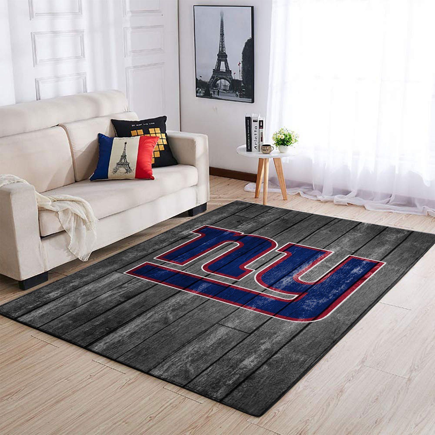 New York Giants Nfl Team Logo Grey Wooden Style Style Nice Gift Home Decor Rectangle Area Rug - Indoor Outdoor Rugs