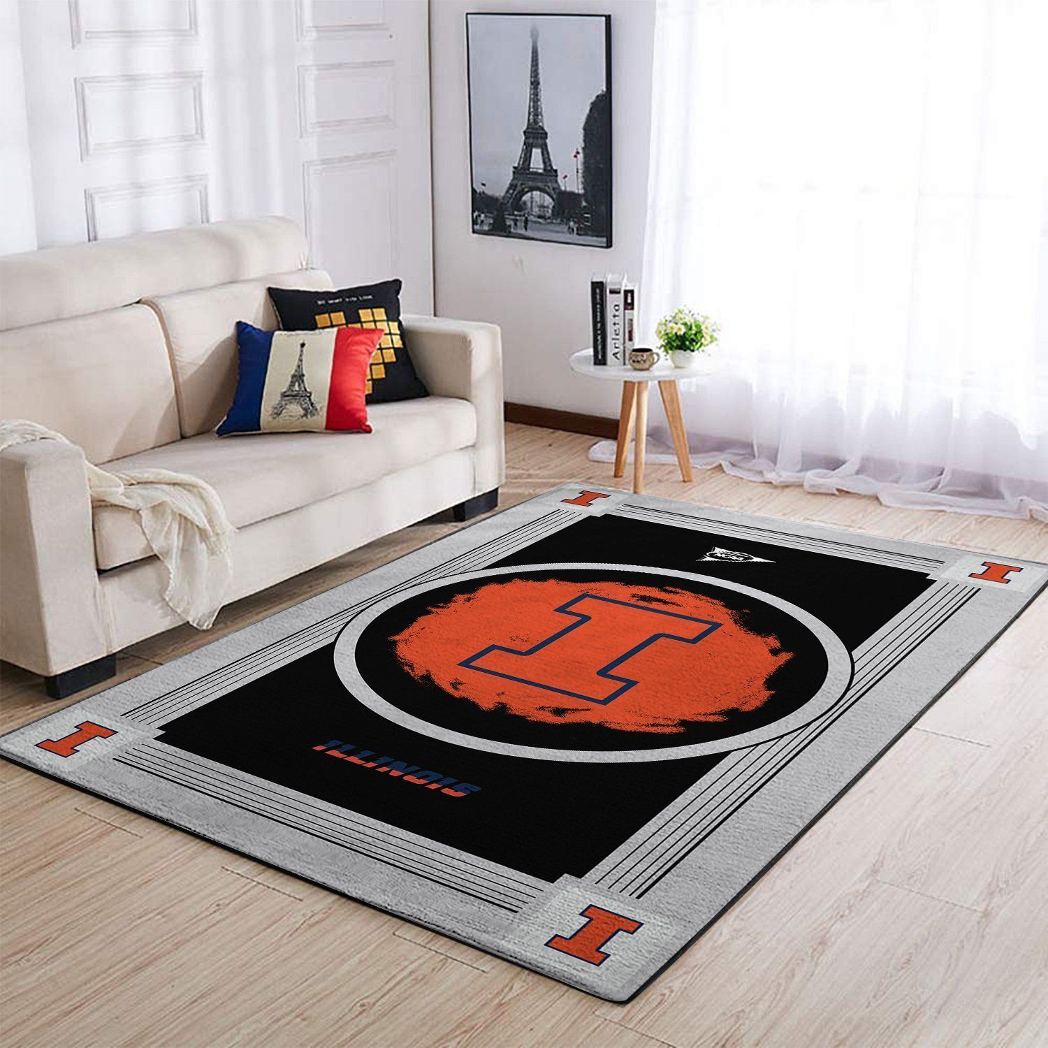 Illinois Fighting Illini Ncaa Team Logo Nice Gift Home Decor Rectangle Area Rug - Indoor Outdoor Rugs