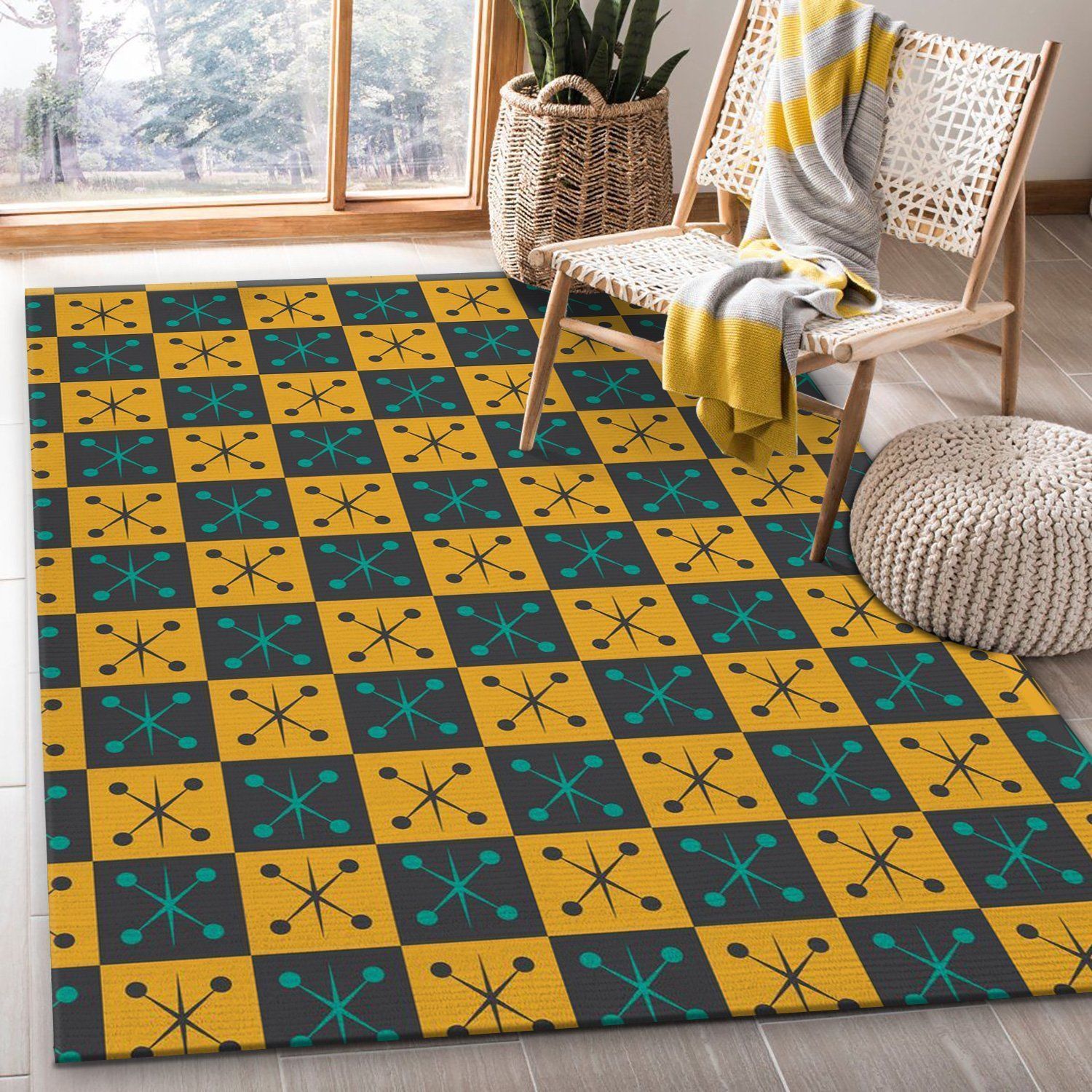 Midcentury Pattern 61 Area Rug, Kitchen Rug, Home Decor Floor Decor - Indoor Outdoor Rugs