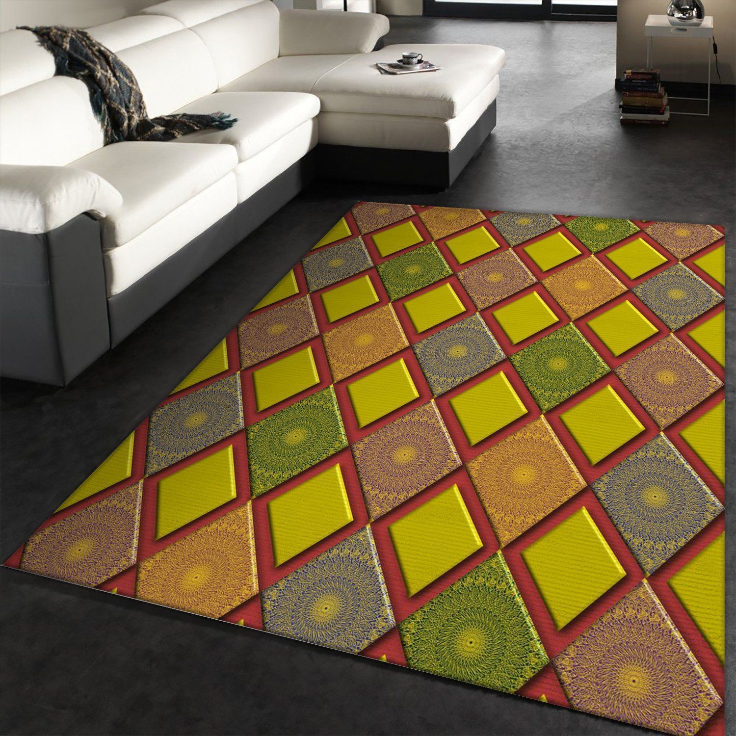 Geometric Mandala Pattern Area Rug For Christmas, Bedroom, Christmas Gift US Decor - Indoor Outdoor Rugs