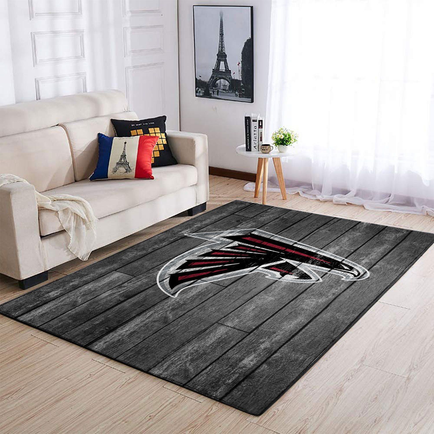 Atlanta Falcons Nfl Team Logo Grey Wooden Style Style Nice Gift Home Decor Rectangle Area Rug - Indoor Outdoor Rugs