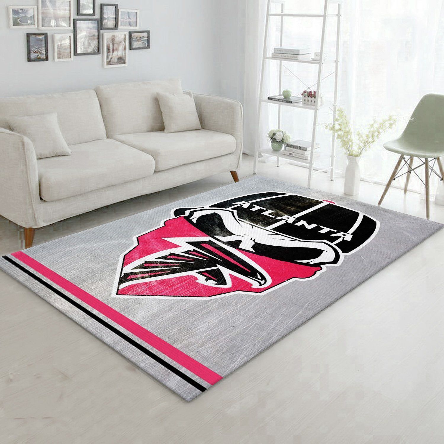 Atlanta Falcons Stripe Nfl Rug Living Room Rug Home US Decor - Indoor Outdoor Rugs