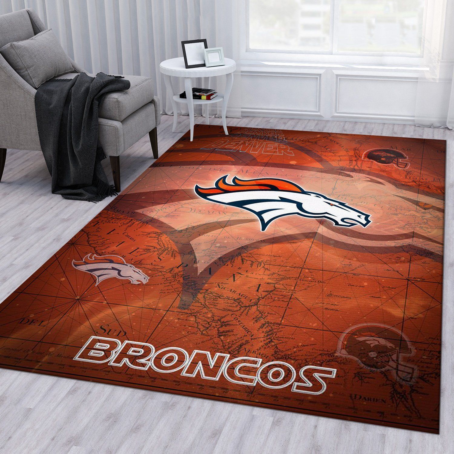 Denver Broncos Nfl Logo Area Rug For Gift Bedroom Rug Home US Decor - Indoor Outdoor Rugs