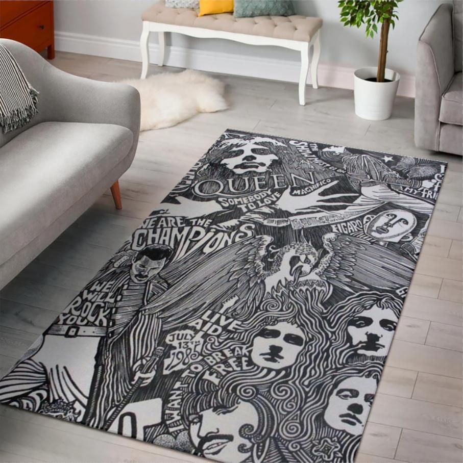 Queen Band Art Area Rug Rugs For Living Room Rug Home Decor - Indoor Outdoor Rugs