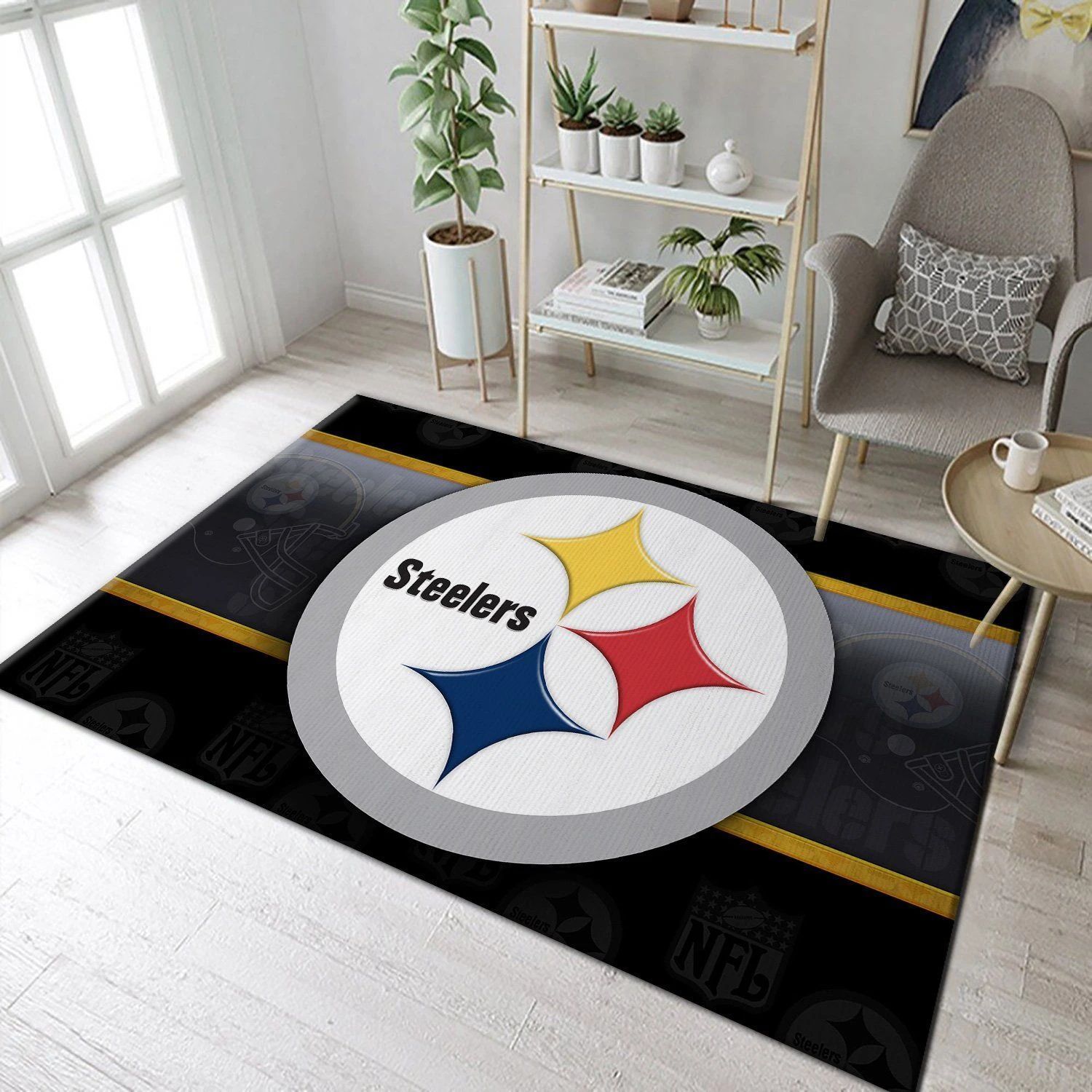 Pittsburgh Steelers Area Rug Nfl Football Floor Decor - Indoor Outdoor Rugs