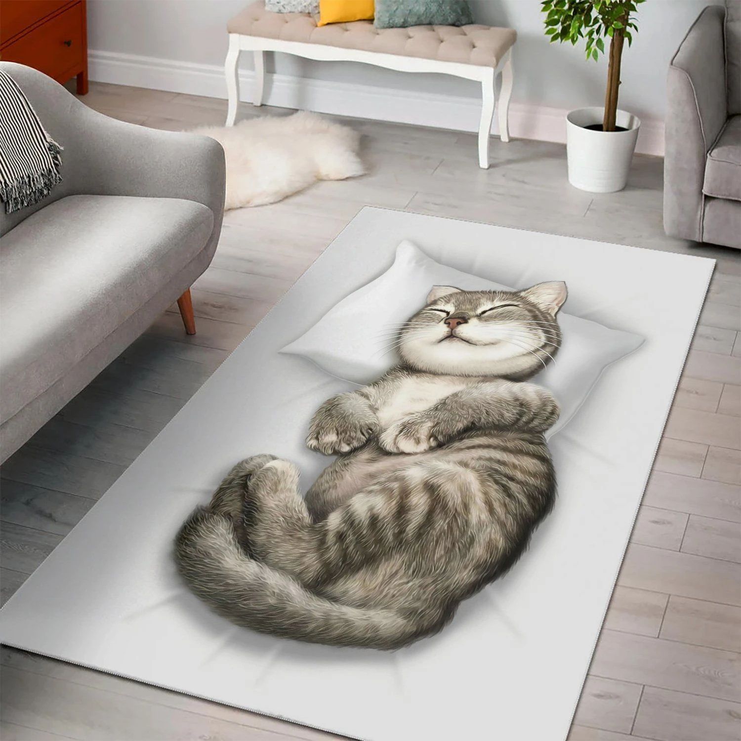 Cat Sleeping Area Rug , Room Rugs, Floor Decor Home Decor - Indoor Outdoor Rugs