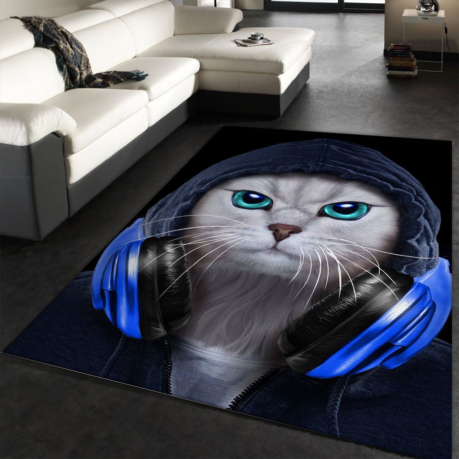 Hip Hop Tabby Cat In Hood Area Rug For Christmas Living room and bedroom Rug Home US Decor - Indoor Outdoor Rugs