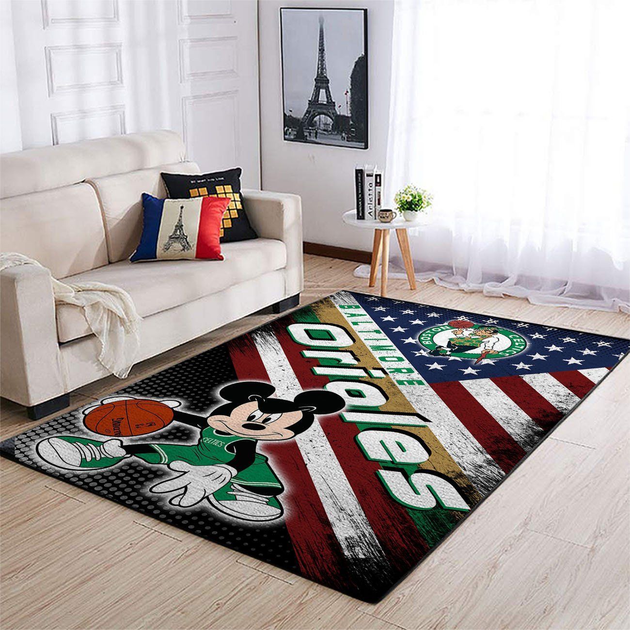 Boston Celtics Nba Team Logo Mickey Us Style Nice Gift Home Decor Rectangle Area Rug - Indoor Outdoor Rugs