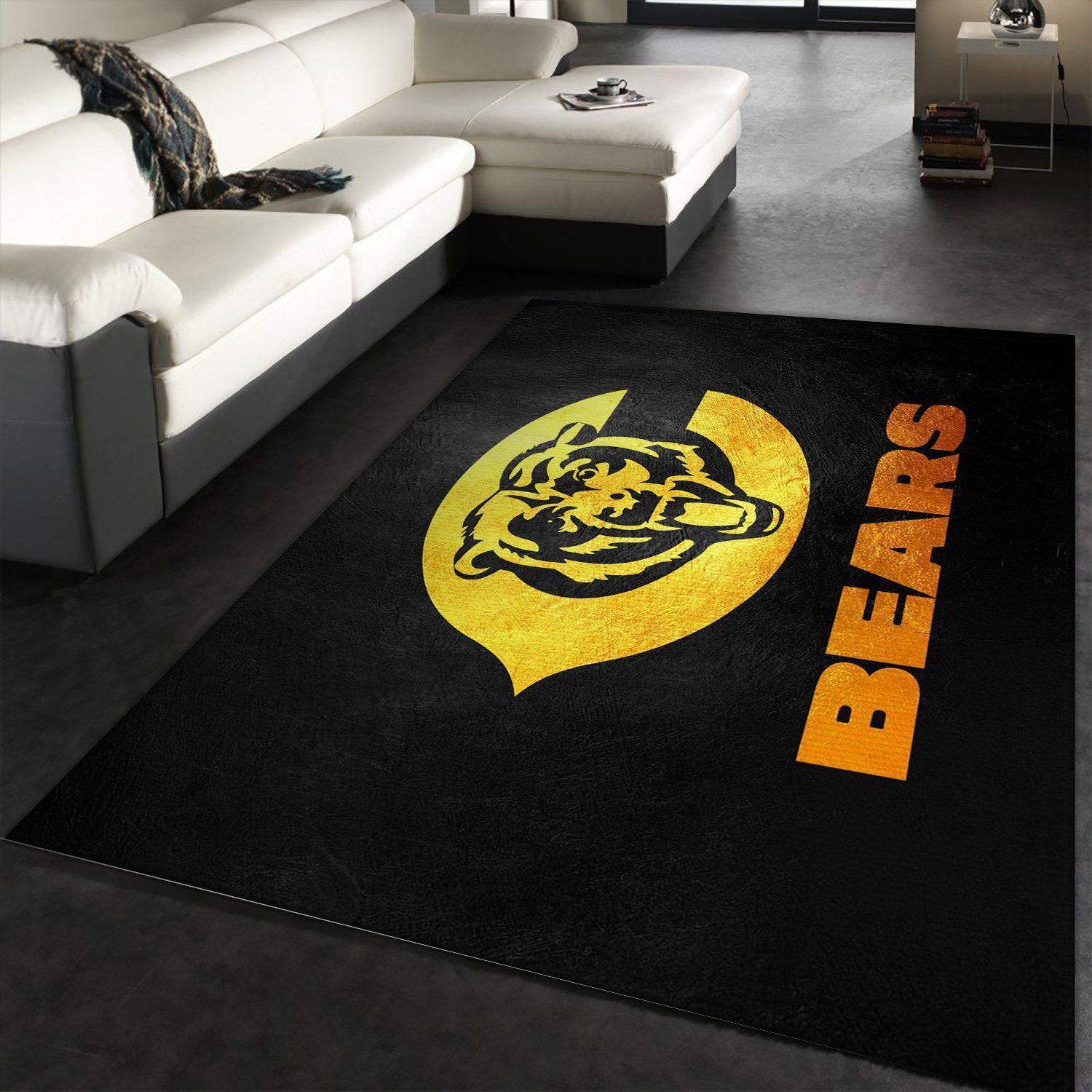 Chicago Bears Gold NFL Team Logos Area Rug, Bedroom, Home Decor Floor Decor - Indoor Outdoor Rugs