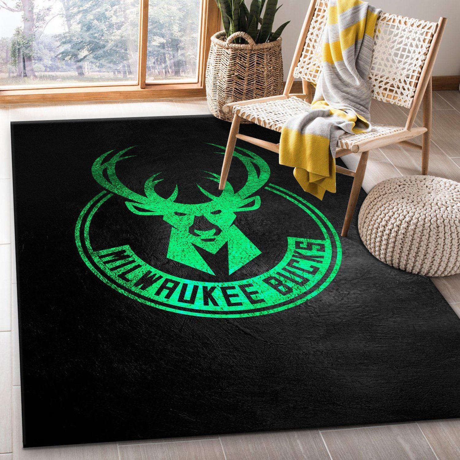 Milwaukee Bucks Area Rug For Christmas, Bedroom, Family Gift US Decor - Indoor Outdoor Rugs