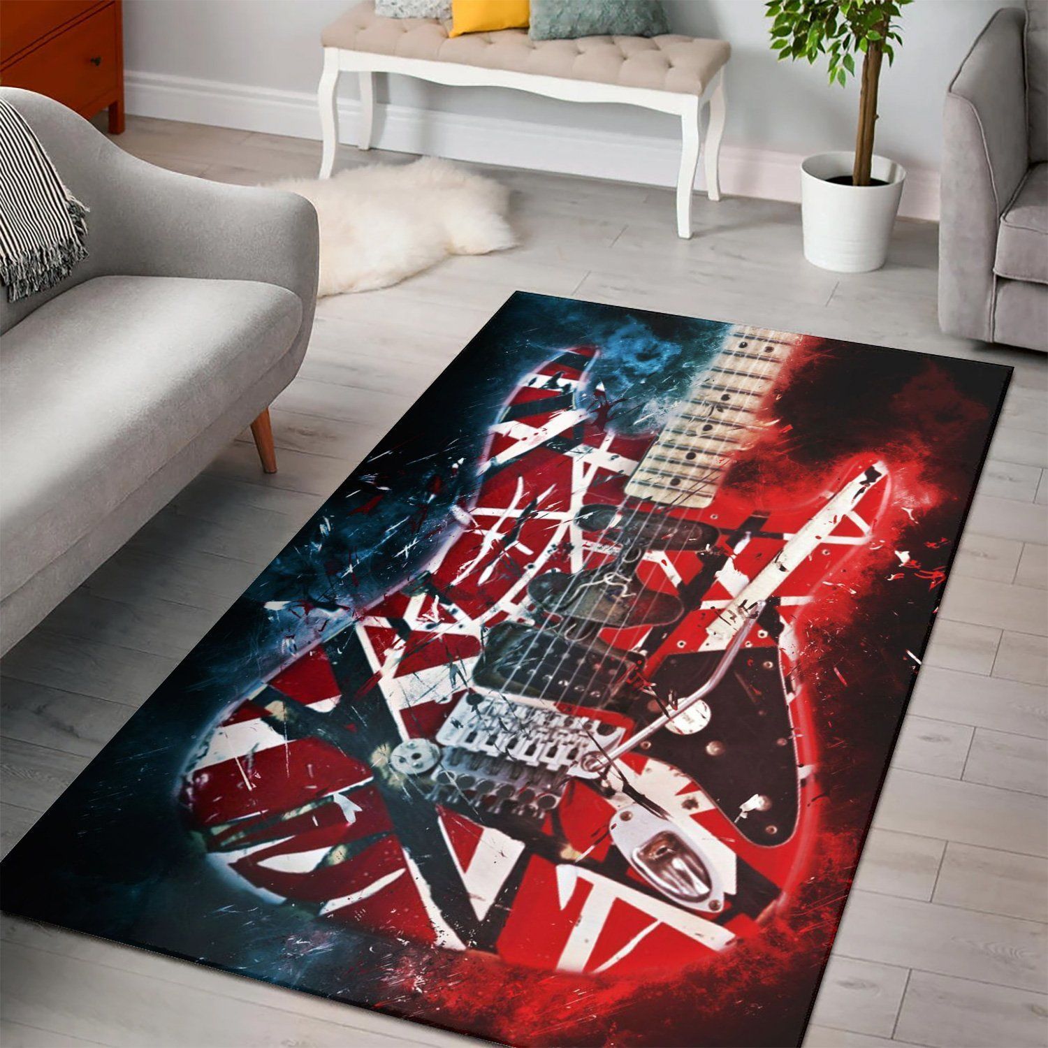 Eddie Van Halen Guitar Printing Instrument Rug Kitchen Rug Home Decor - Indoor Outdoor Rugs