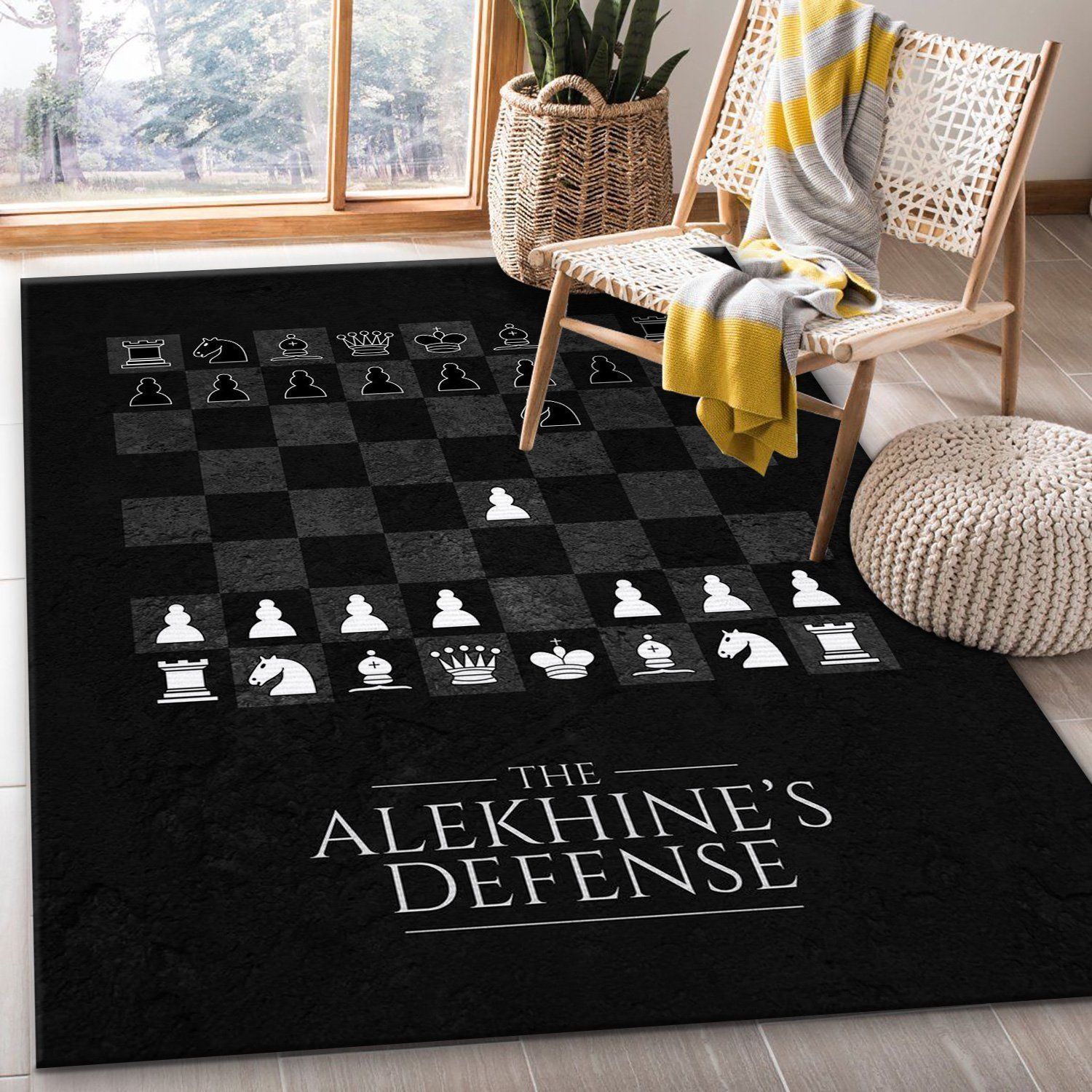 Alekhines Defense Chess Area Rug Living Room Rug US Gift Decor - Indoor Outdoor Rugs