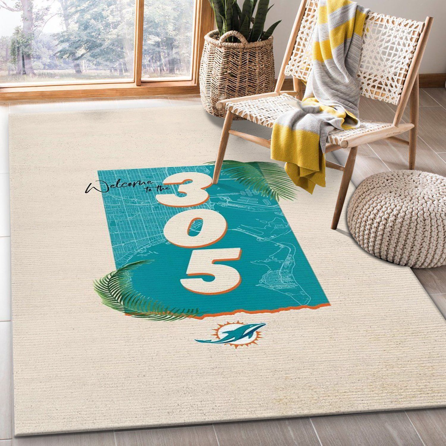 Miami Dolphins 7 NFL Noel Gift Rug Living Room Rug Home Decor Floor Decor - Indoor Outdoor Rugs