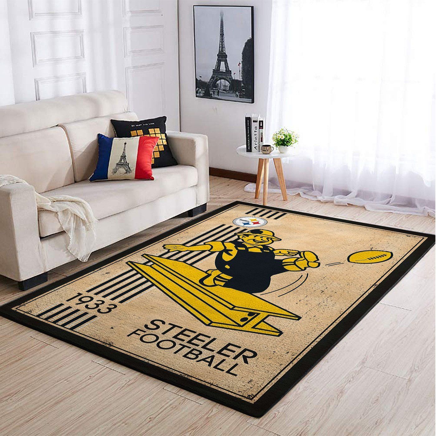 Pittsburgh Steelers Nfl Team Logo Retro Style Nice Gift Home Decor Rectangle Area Rug - Indoor Outdoor Rugs