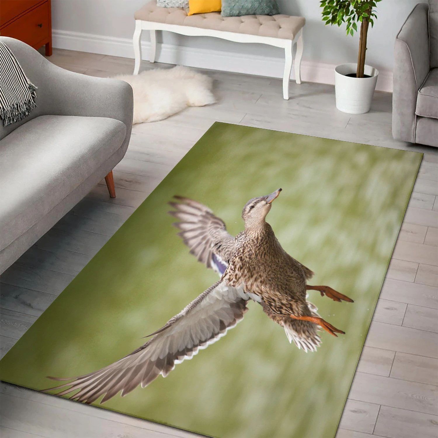 Birds Ducks Flight Living Room Area Rug, Room Decor, Floor Decor Home Decor - Indoor Outdoor Rugs