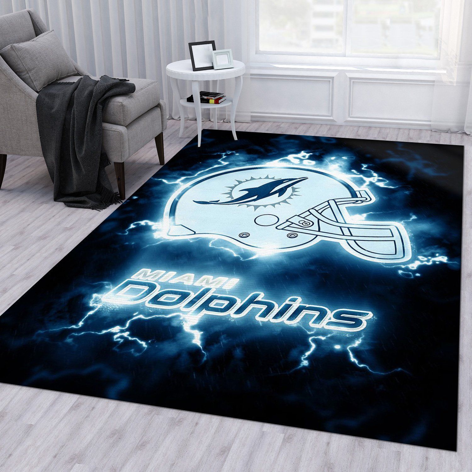 Miami Dolphins NFL Rug Bedroom Rug Christmas Gift US Decor - Indoor Outdoor Rugs