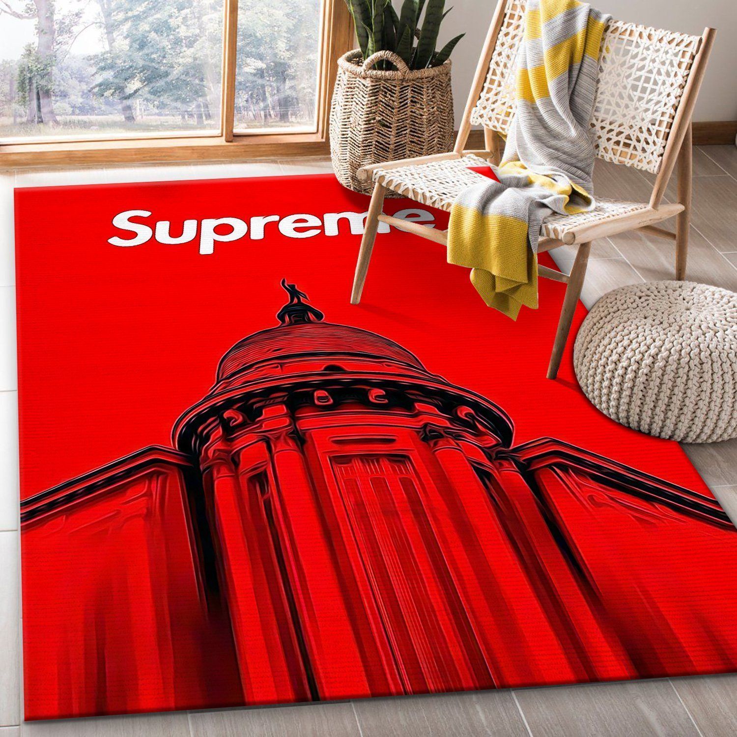 Supreme Red Art Rug Living Room Rug US Gift Decor - Indoor Outdoor Rugs