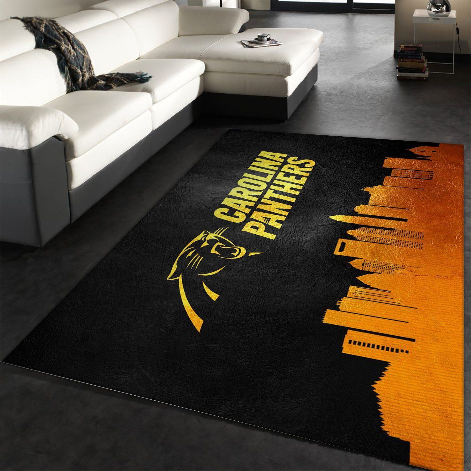 Carolina Panthers Skyline NFL Team Logos Area Rug, Bedroom, US Gift Decor - Indoor Outdoor Rugs