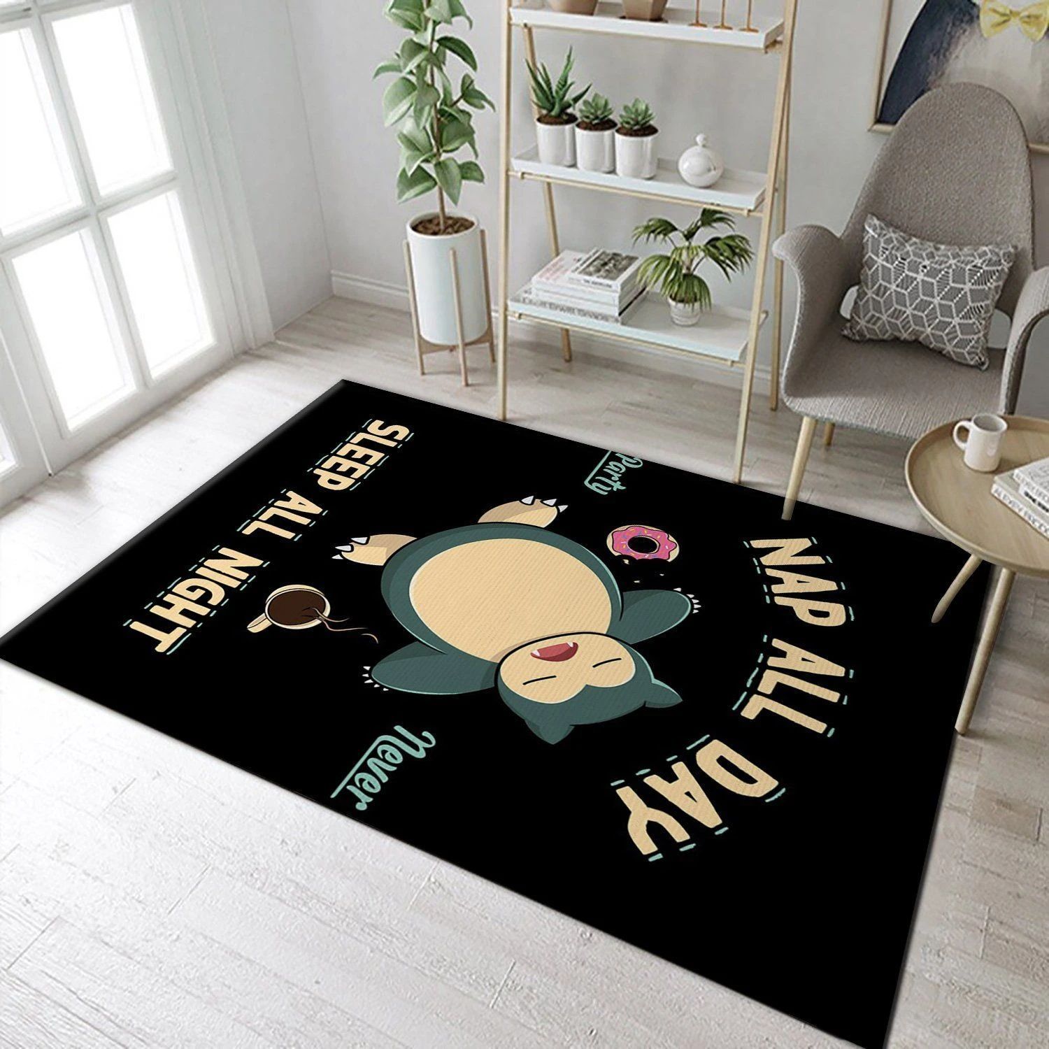 Nap All Day Sleep All Night Party Never Area Rug, Living Room Rug, Floor Decor - Indoor Outdoor Rugs