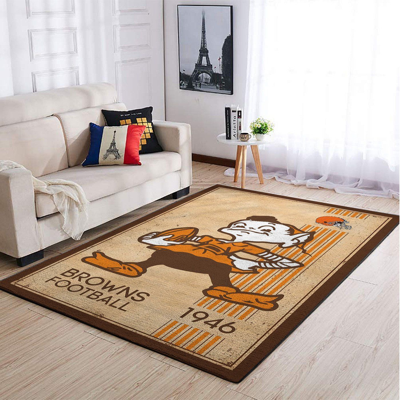 Cleveland Browns Nfl Team Logo Retro Style Nice Gift Home Decor Rectangle Area Rug - Indoor Outdoor Rugs