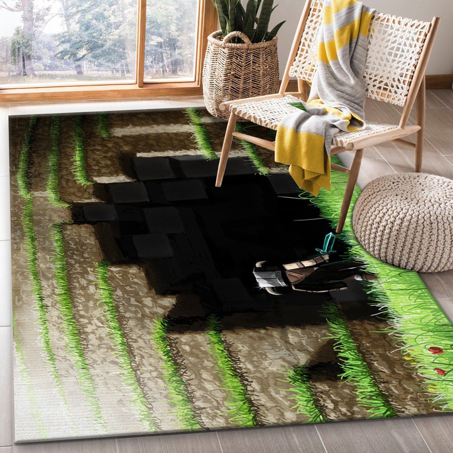 Minecraft Area Rug For Christmas Living Room Rug Home Decor Floor Decor - Indoor Outdoor Rugs