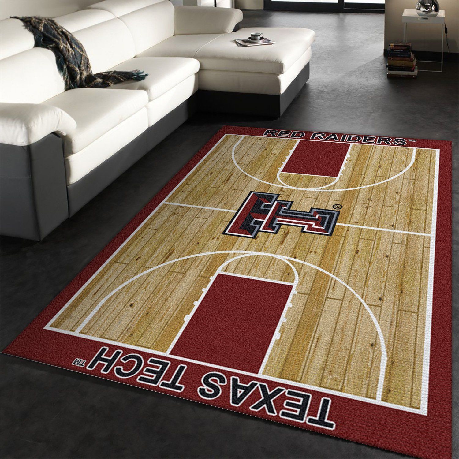 College Home Court Texas Tech Basketball Team Logo Area Rug, Kitchen Rug, Family Gift US Decor - Indoor Outdoor Rugs