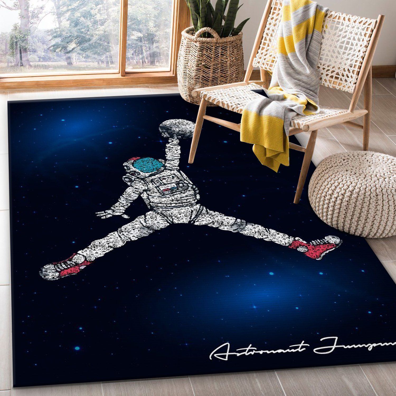 Astronaut Jumpman Jordan Rug Bedroom Rug Home US Decor - Indoor Outdoor Rugs