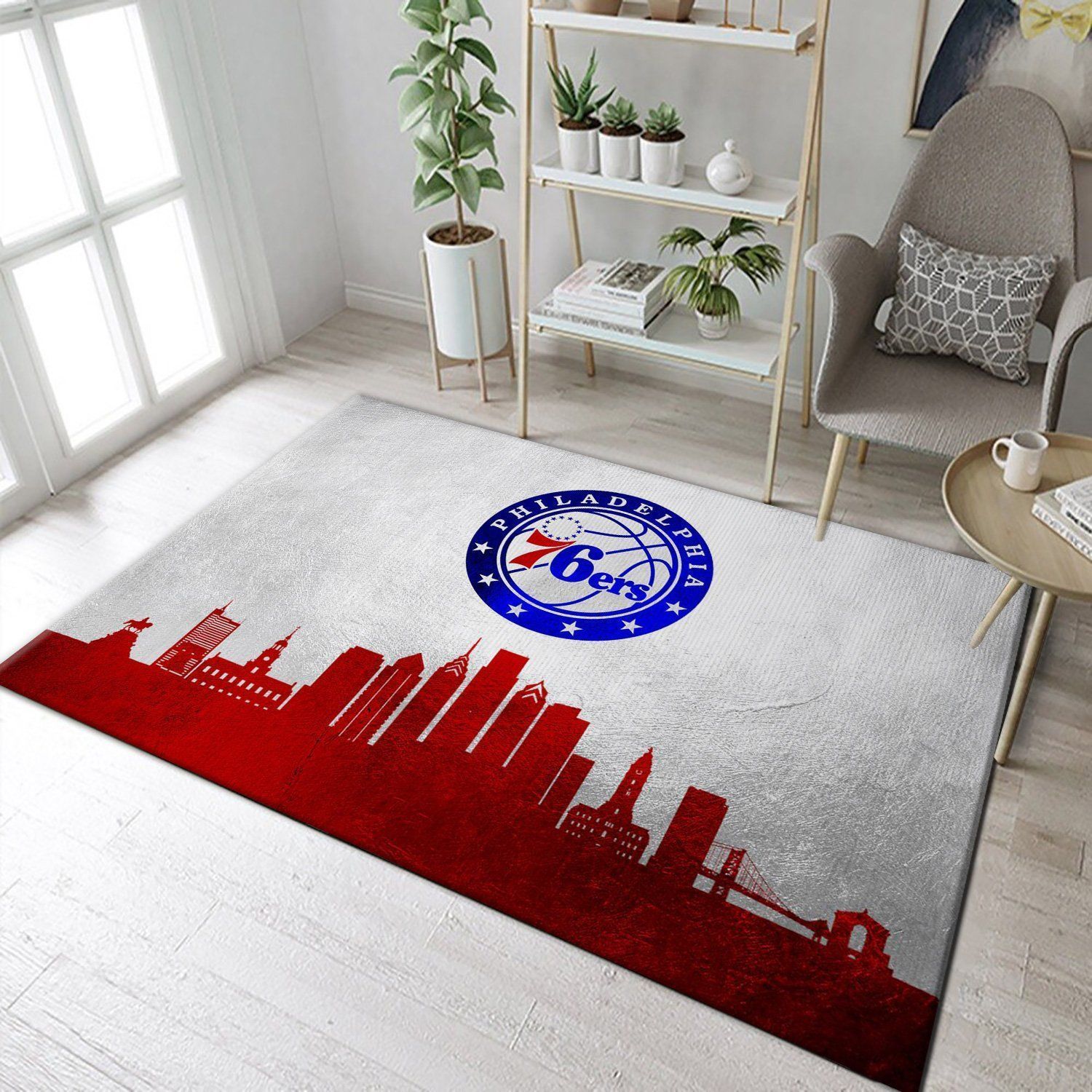 Philadelphia 76ers Skyline NBA Team Area Rug, Kitchen Rug, Family Gift US Decor - Indoor Outdoor Rugs