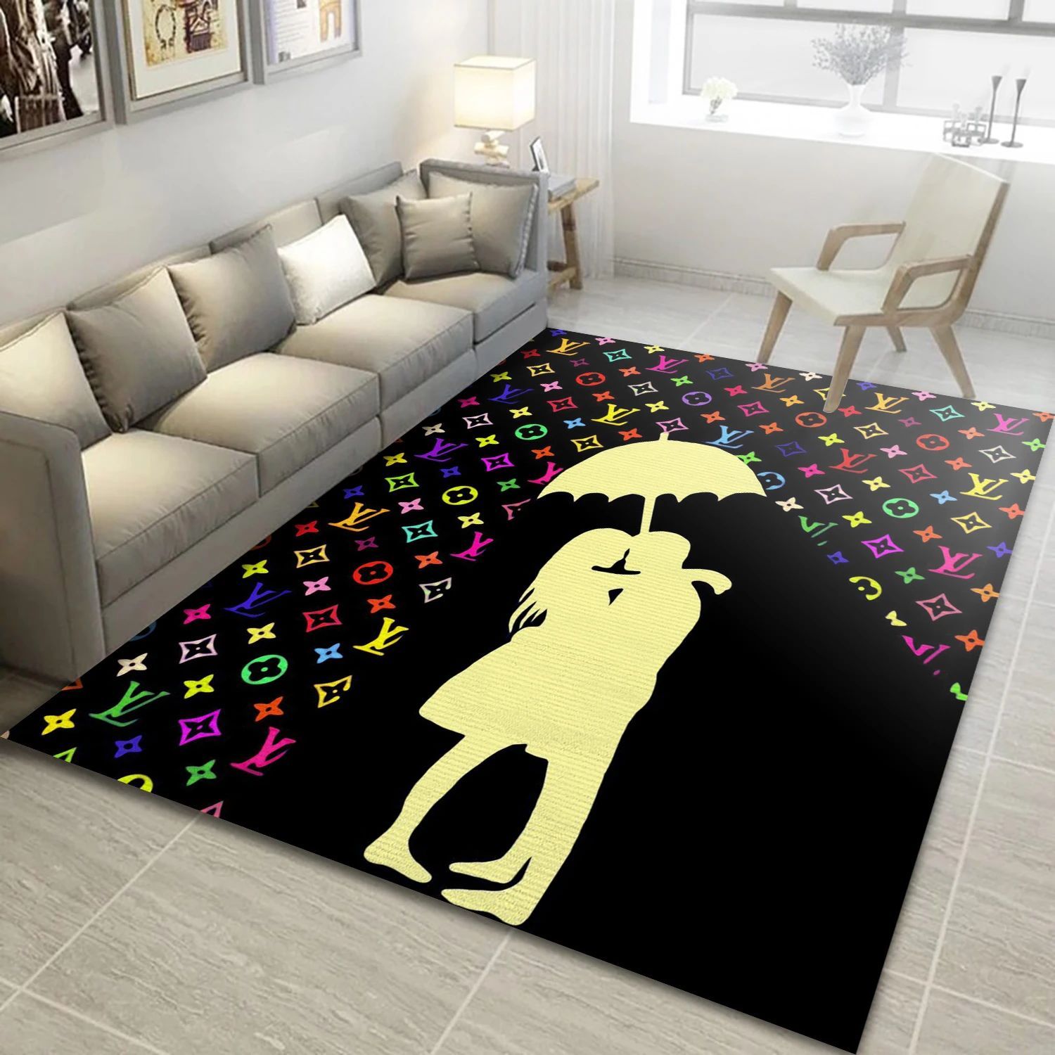 Louis Vuitton Poster Fashion Brand Area Rug, Bedroom Rug - US Gift Decor - Indoor Outdoor Rugs