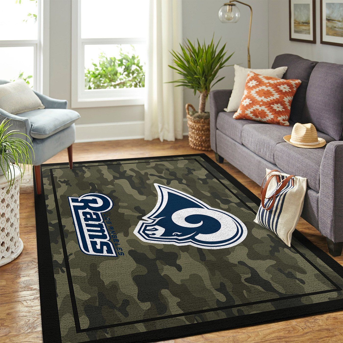 Los Angeles Rams Nfl Team Logo Camo Style Nice Gift Home Decor Area Rug Rugs For Living Room - Indoor Outdoor Rugs