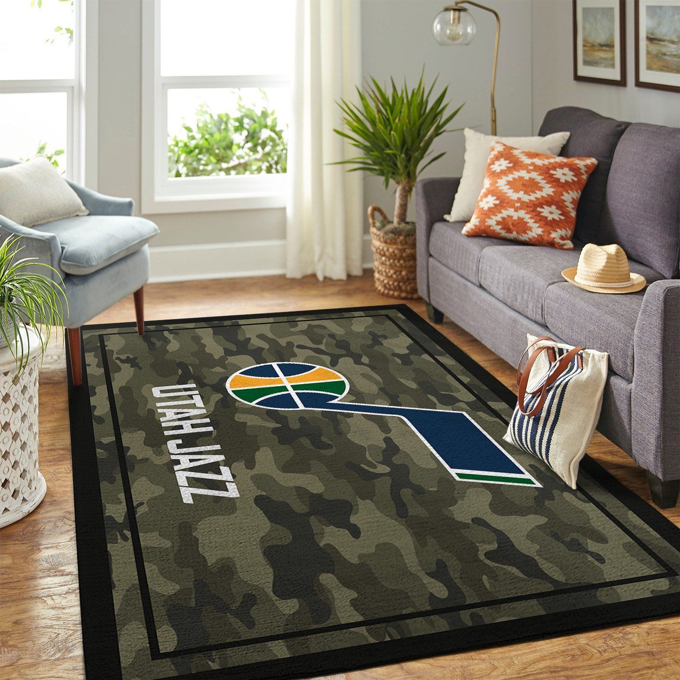 New York Knicks Nba Team Logo Camo Style Nice Gift Home Decor Rectangle Area Rug - Indoor Outdoor Rugs