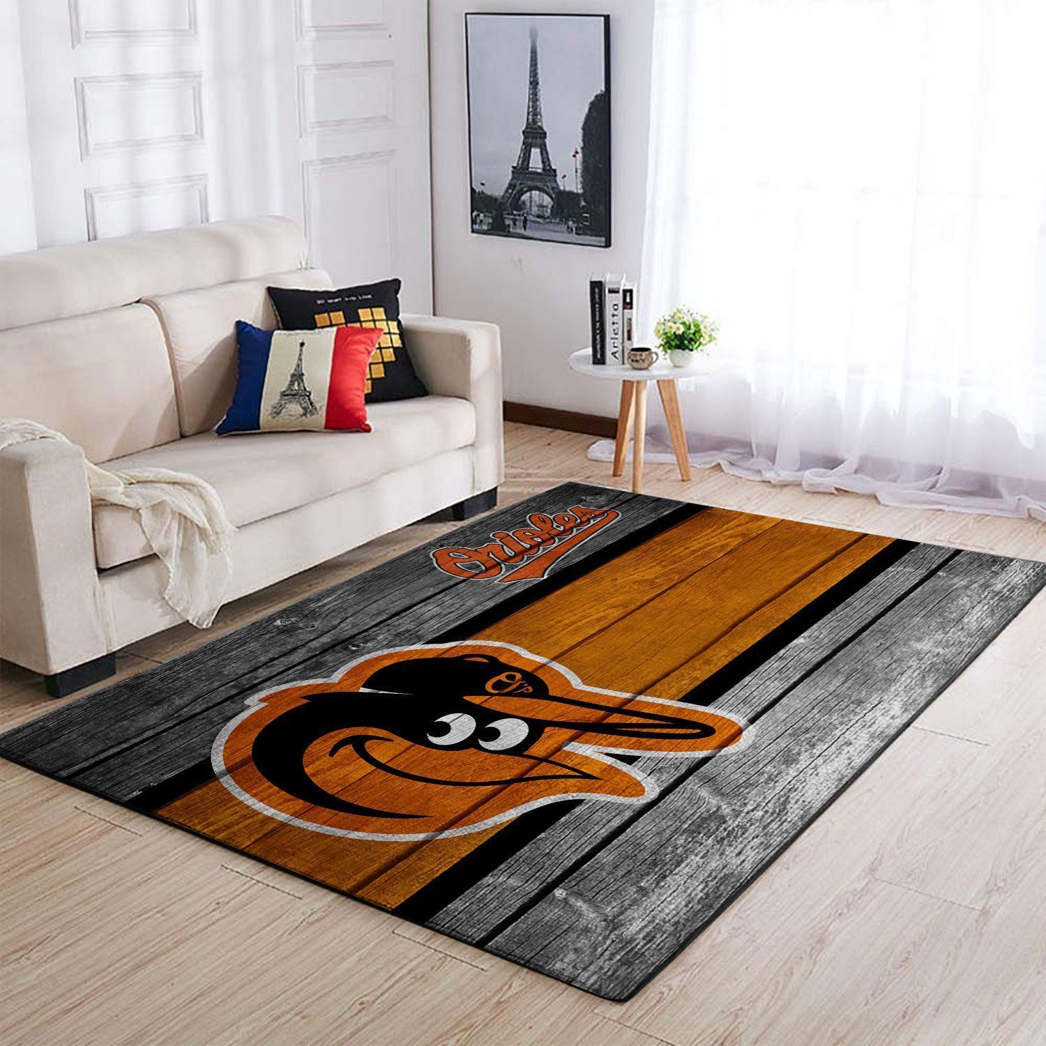 Baltimore Orioles Mlb Team Logo Wooden Style Style Nice Gift Home Decor Rectangle Area Rug - Indoor Outdoor Rugs