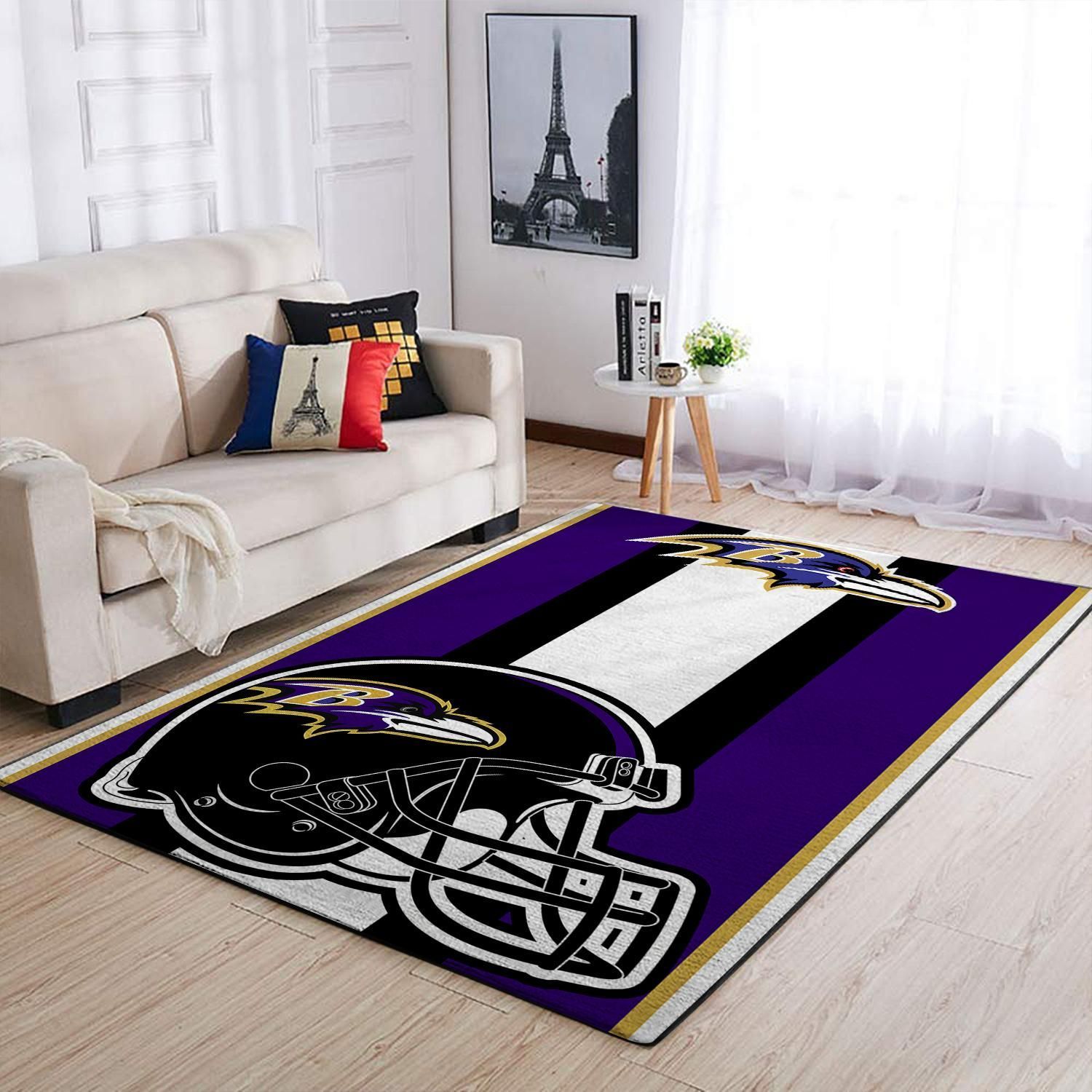 Baltimore Ravens Nfl Team Logo Helmet Nice Gift Home Decor Rectangle Area Rug - Indoor Outdoor Rugs