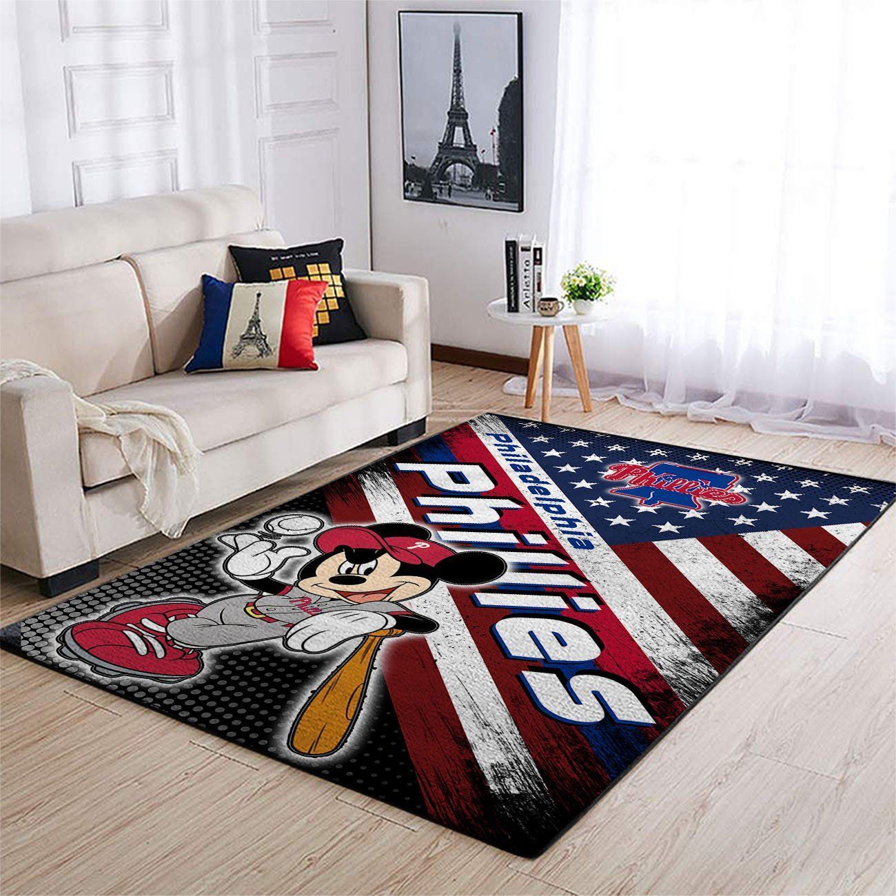 Philadelphia Phillies Mlb Team Logo Mickey Us Style Nice Gift Home Decor Rectangle Area Rug - Indoor Outdoor Rugs