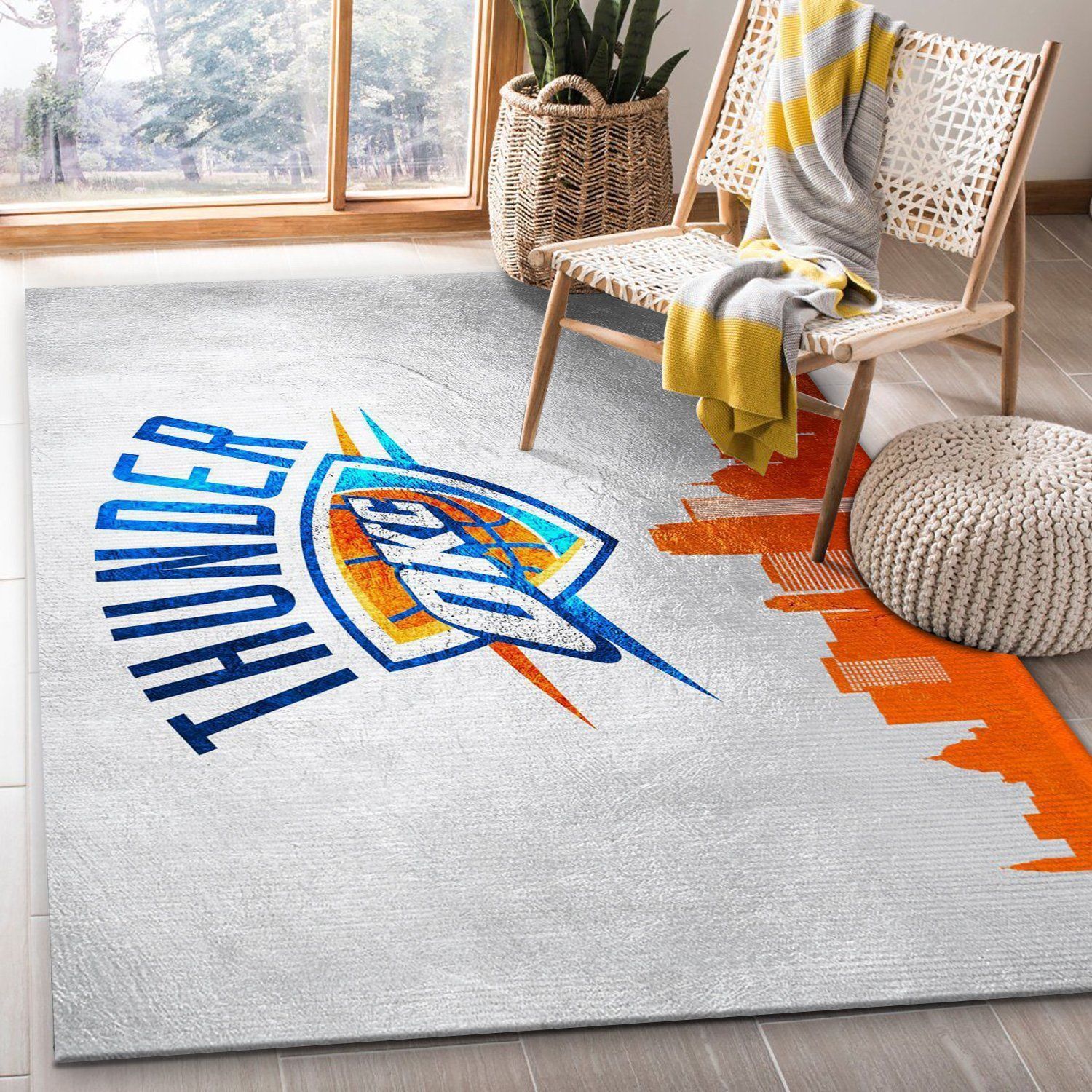 Oklahoma City Thunder NBA Team Logo Area Rug, Living Room Rug, Home Decor Floor Decor - Indoor Outdoor Rugs