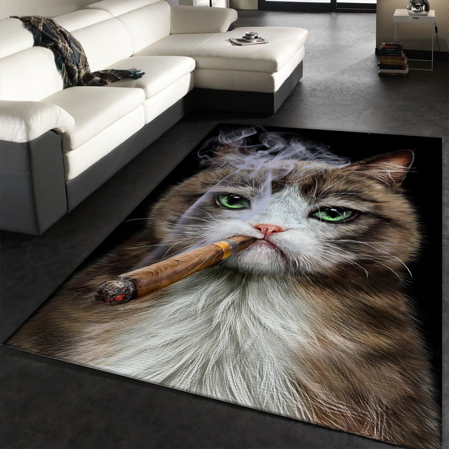 Tabby Cat With Cigar Area Rug For Christmas Living Room Rug Christmas Gift US Decor - Indoor Outdoor Rugs