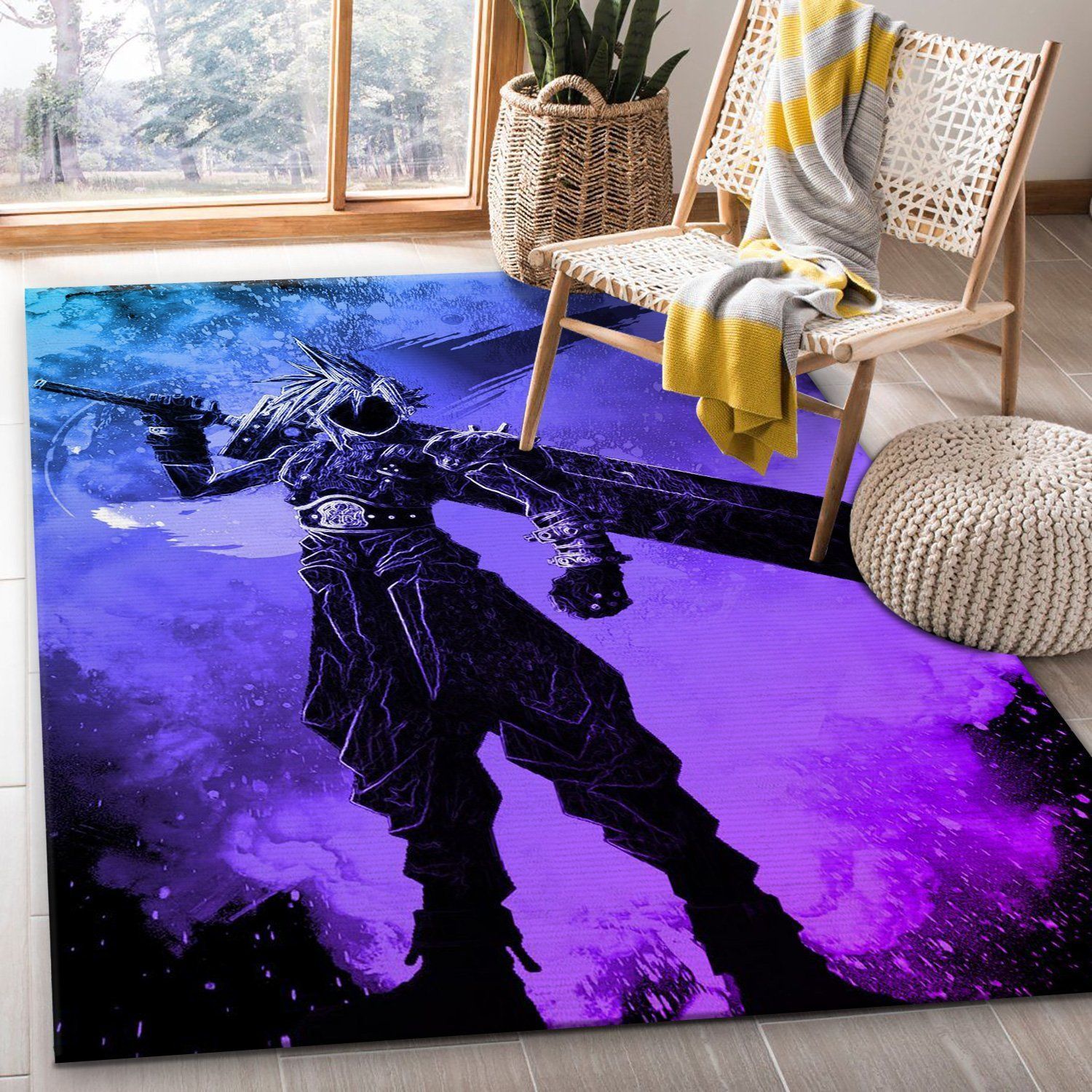 Purple Meteor Anime Hero Area Rug, Living Room Rug, Home US Decor - Indoor Outdoor Rugs