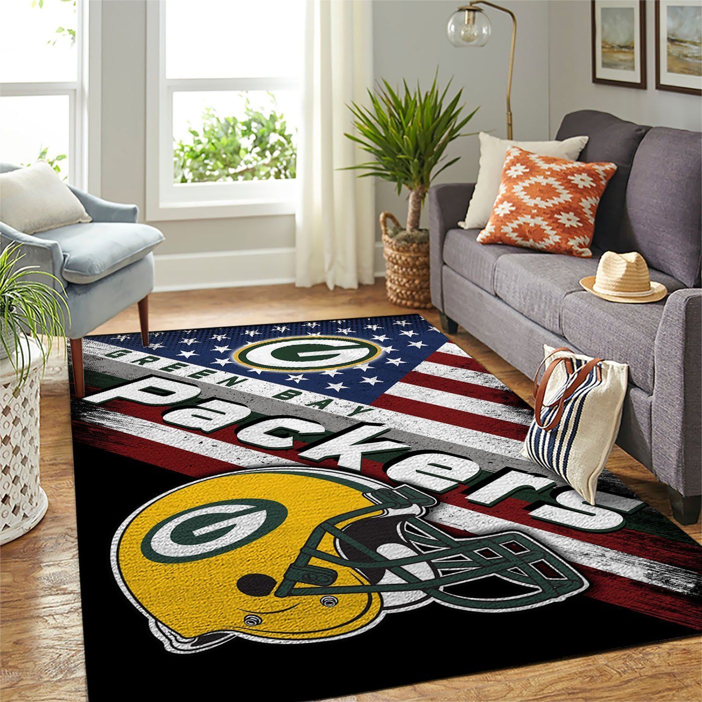 Green Bay Packers Nfl Team Logo American Style Nice Gift Home Decor Rectangle Area Rug - Indoor Outdoor Rugs