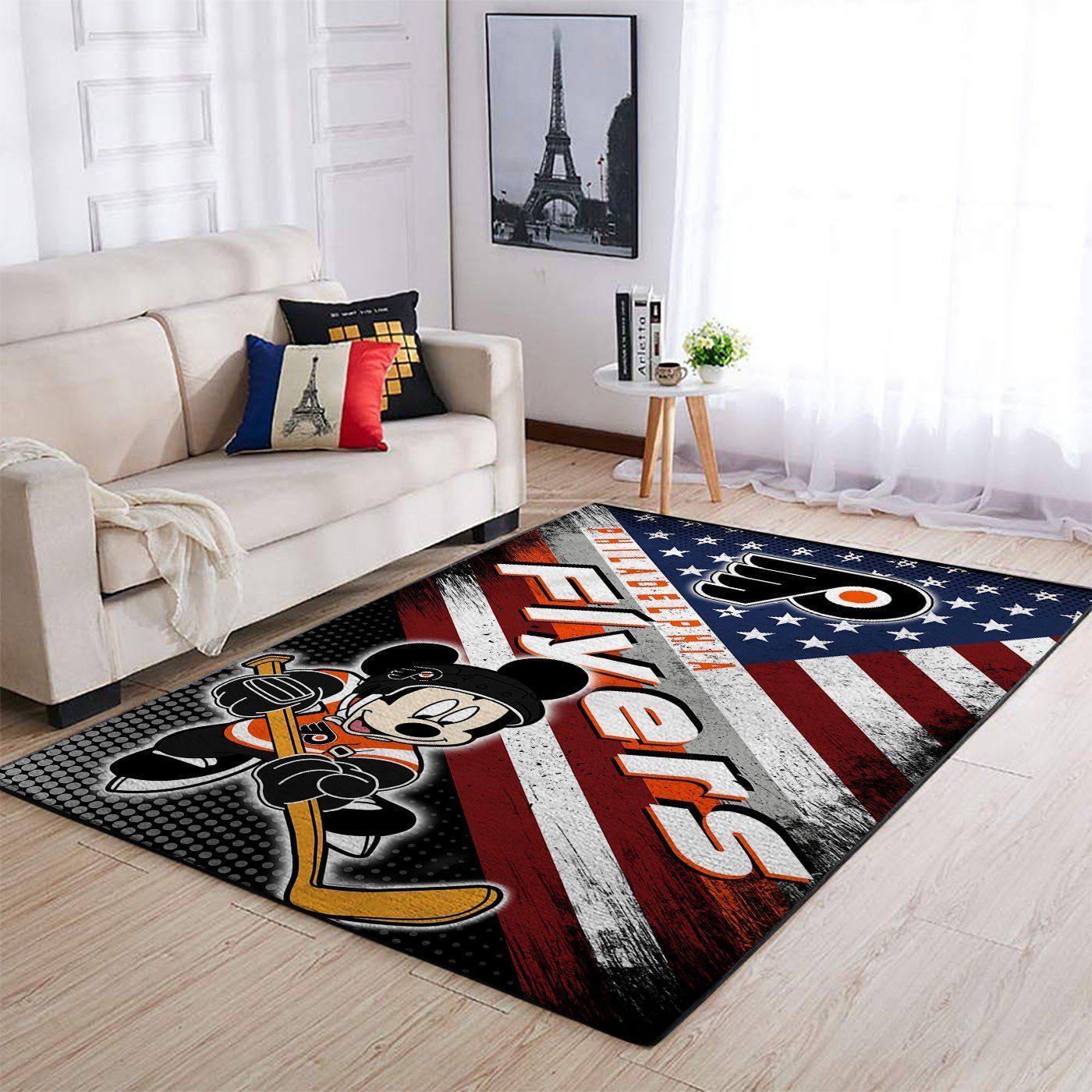 Philadelphia Flyers Nhl Team Logo Mickey Us Style Nice Gift Home Decor Rectangle Area Rug - Indoor Outdoor Rugs