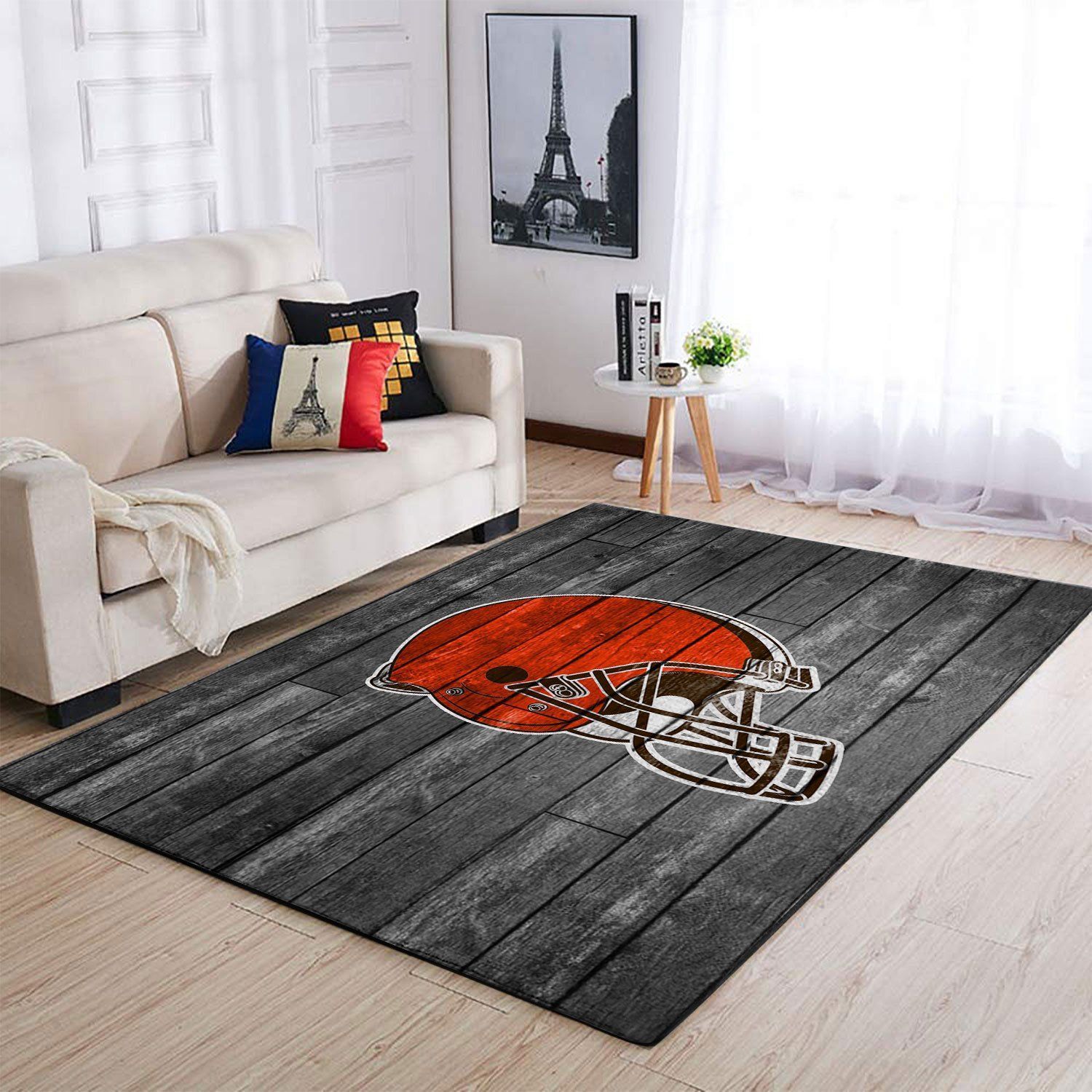 Cleveland Browns Nfl Team Logo Grey Wooden Style Style Nice Gift Home Decor Rectangle Area Rug - Indoor Outdoor Rugs