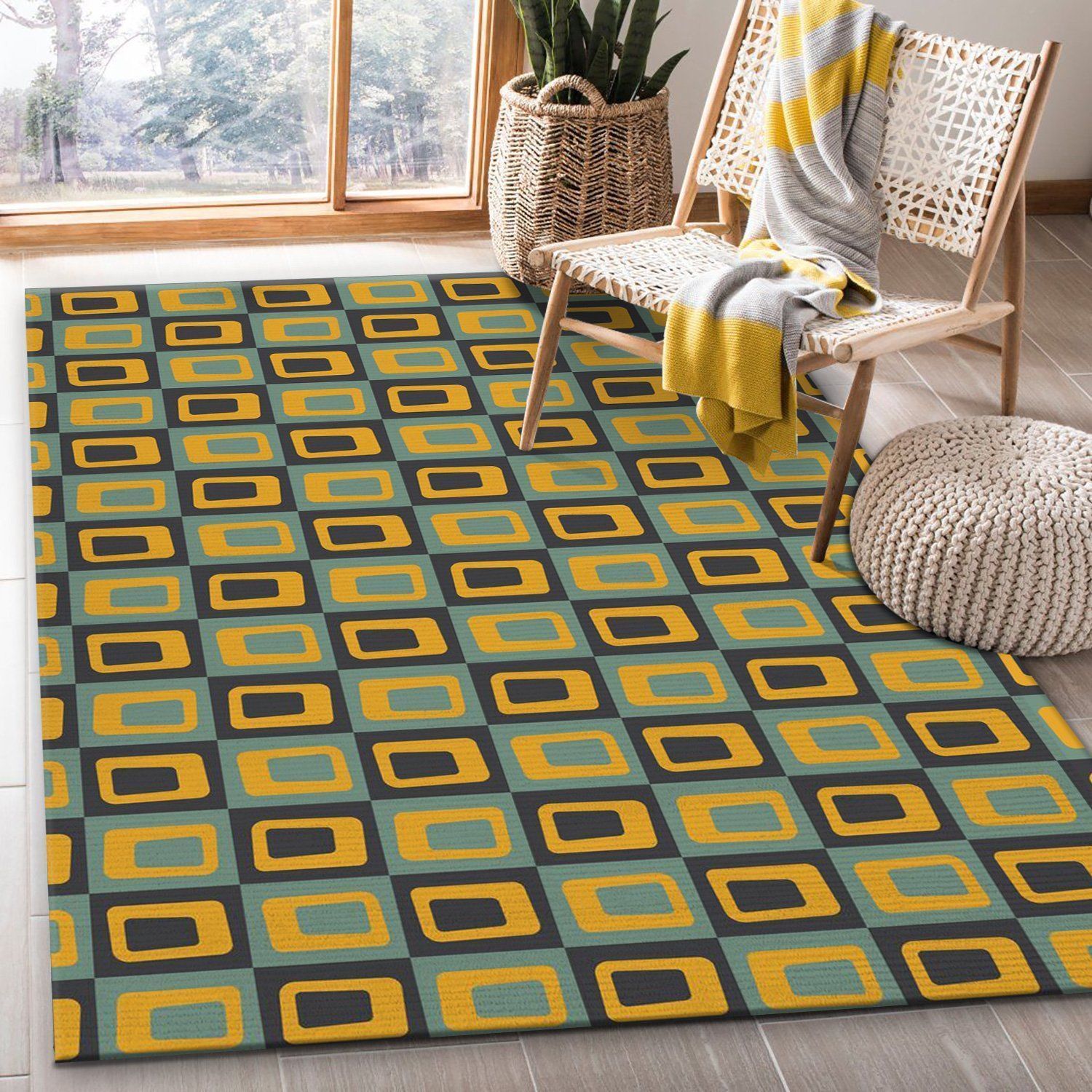 Midcentury Pattern 74 Area Rug, Bedroom, Christmas Gift US Decor - Indoor Outdoor Rugs