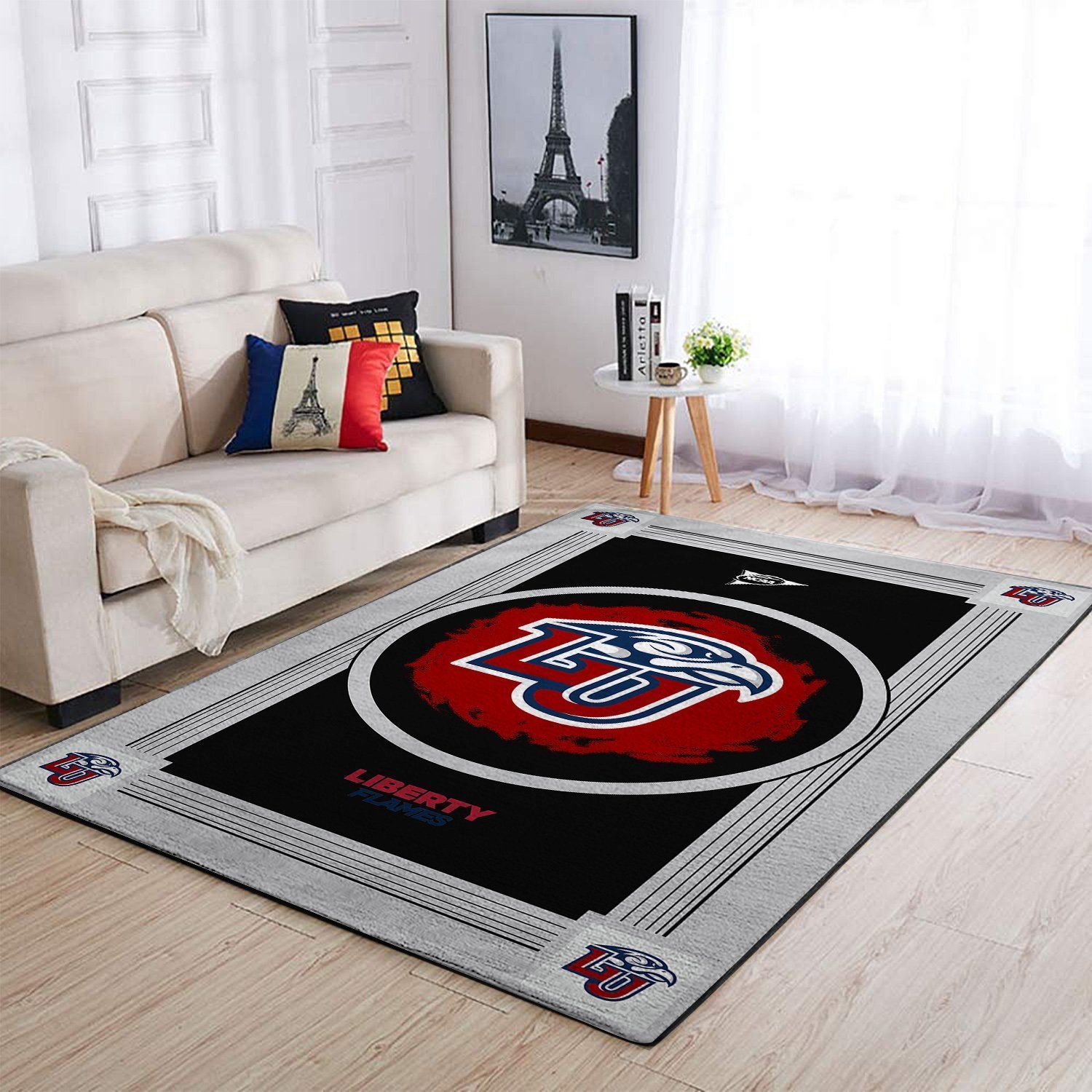 Liberty Flames Ncaa Team Logo Nice Gift Home Decor Rectangle Area Rug - Indoor Outdoor Rugs