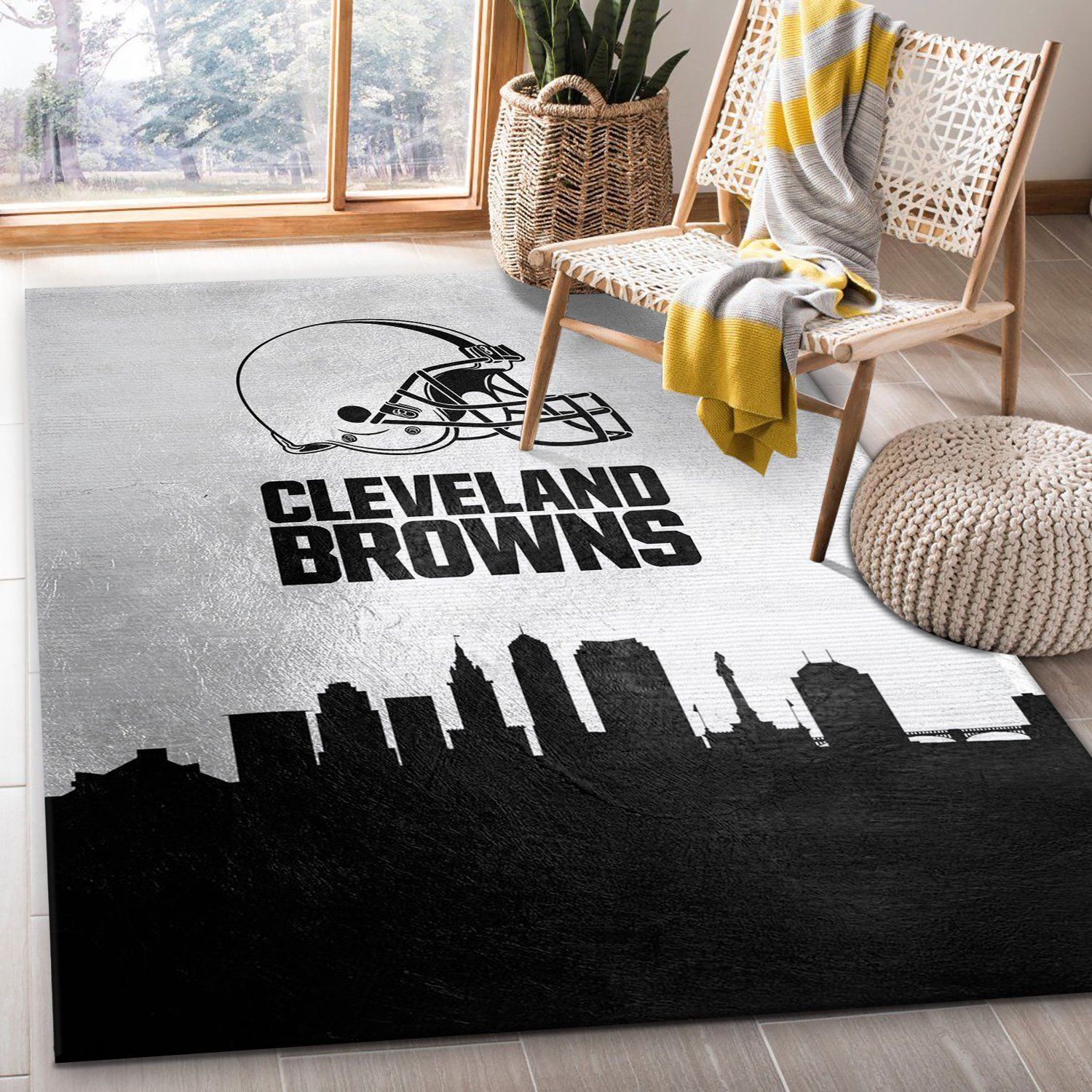 Cleveland Browns Skyline NFL Area Rug For Christmas, Living Room Rug, US Gift Decor - Indoor Outdoor Rugs