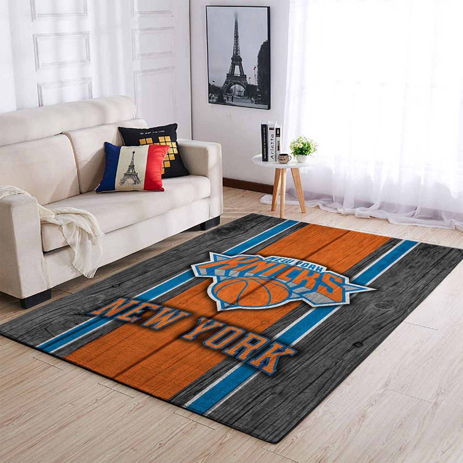 New York Knicks Nba Team Logo Wooden Style Nice Gift Home Decor Rectangle Area Rug - Indoor Outdoor Rugs