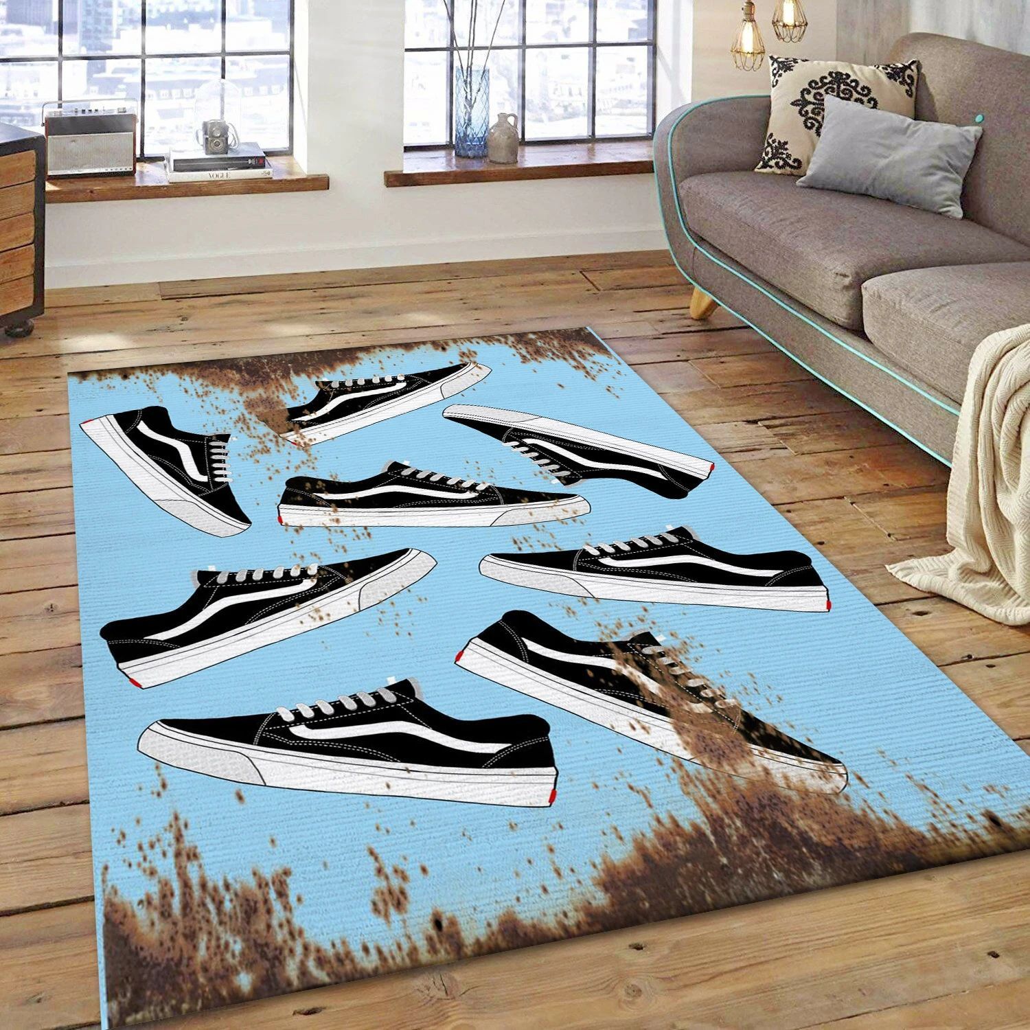 Old Skool Sneakers Fashion Brand Area Rug, Bedroom Rug - Family US Decor - Indoor Outdoor Rugs